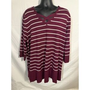 Fashion Avenue Sweater Cross Neck Sz 3xl Open Knit 100% Acrylic Pullover Top‎